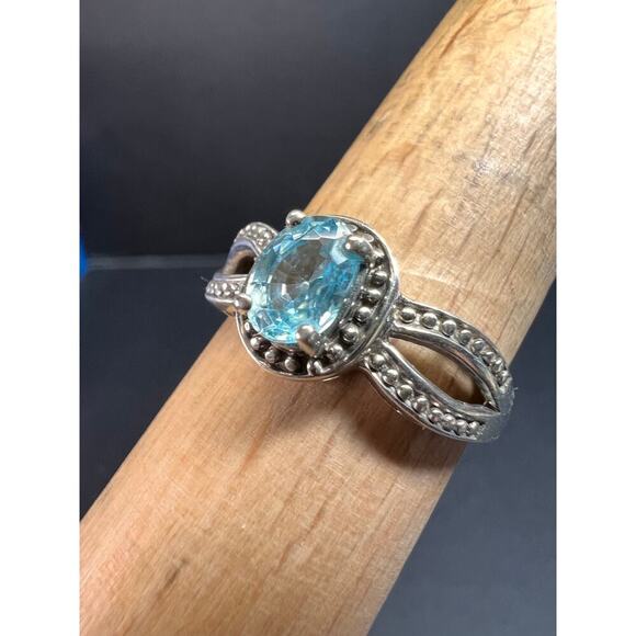 Blue topaz sterling silver ring size 9 - Picture 1 of 16